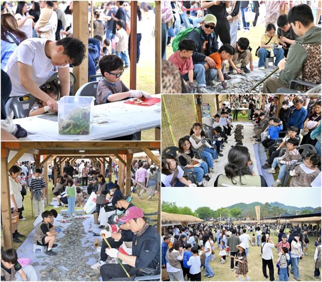 공주 석장리 구석기축제 체험장 모습과 축제장 모습(사진=공주시)