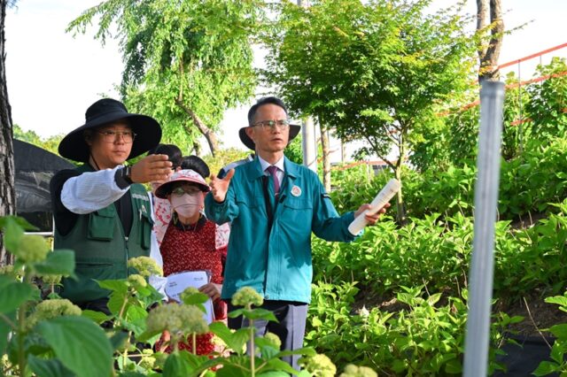 유구색동수국정원 현장 방문(사진=공주시)