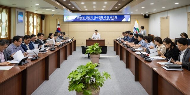 지난 11일, 전상욱 부군수 주재로 2분기 지방재정 신속집행 중간보고회를 진행하고 있다.(사진=청양군)