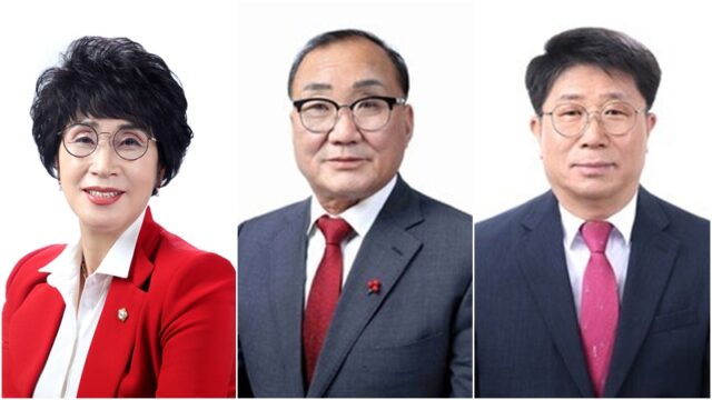 왼쪽부터 제10대 부여군의회 전반기 의장 선거에 나서는 박순화, 백용달, 조덕연 의원