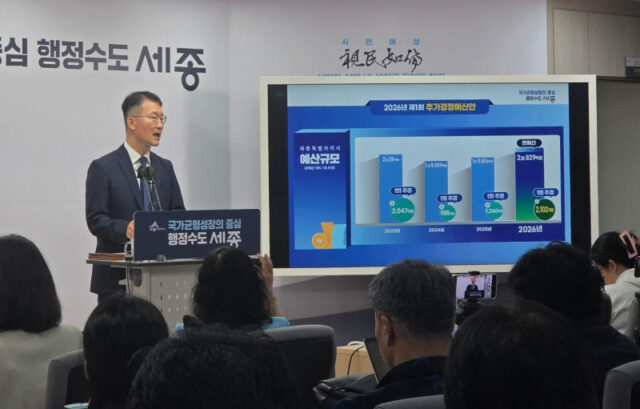 조수창 세종시 기획조정실장이 7일 시청에서 2026년도 제1회 추가경정예산안을 브리핑했다.(사진=세종시)