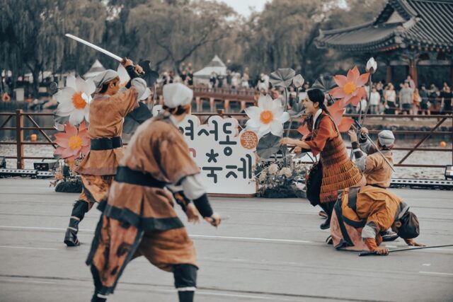 코리아 싸울아비무사단의 '연화무예' 공연장면(사진=스토리스팟)